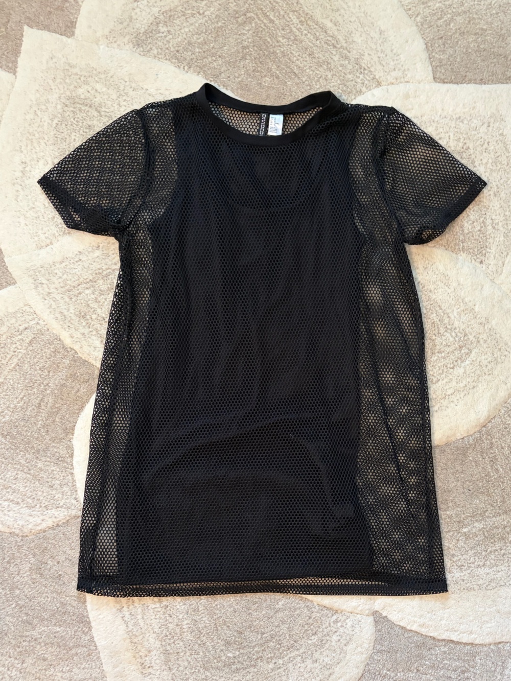 H&M Black Sheer Mesh Short Sleeve Dress